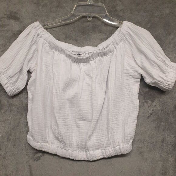 Cupcakes and Cashmere Off The Shoulder Crop White Boho Top Sz Small - Picture 1 of 8